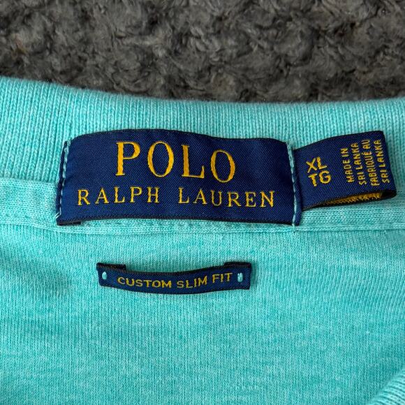 Polo Ralph Lauren Men's Shirt Sleeve Polo Shirt XL Blue Custom Slim Fit Logo - Picture 7 of 9
